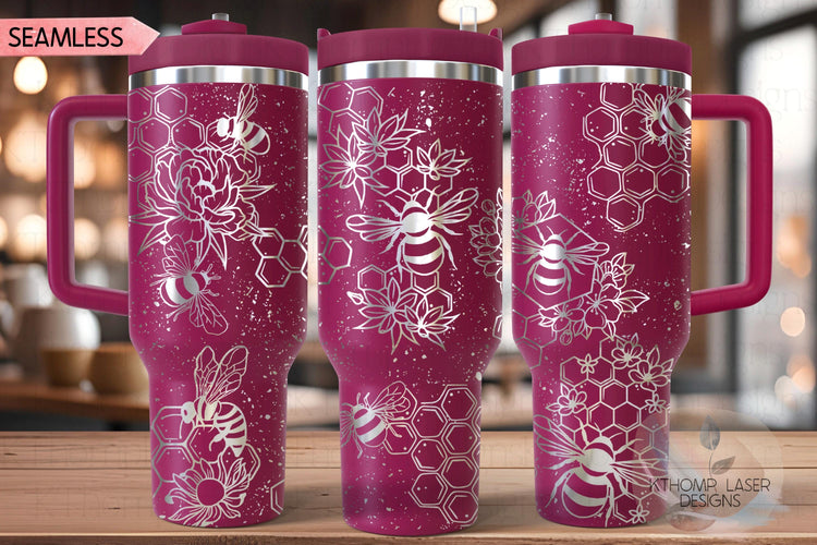 Honey Bees Distressed Tumbler Wrap SVG | 40oz Laser Engraving File | Rotary Ready Digital Design | Exotic Animal SVG