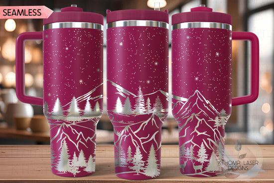 Mountain Scene Tumbler Wrap SVG | 40oz Laser Engraving File | Rotary Ready Digital Design | Exotic Animal SVG