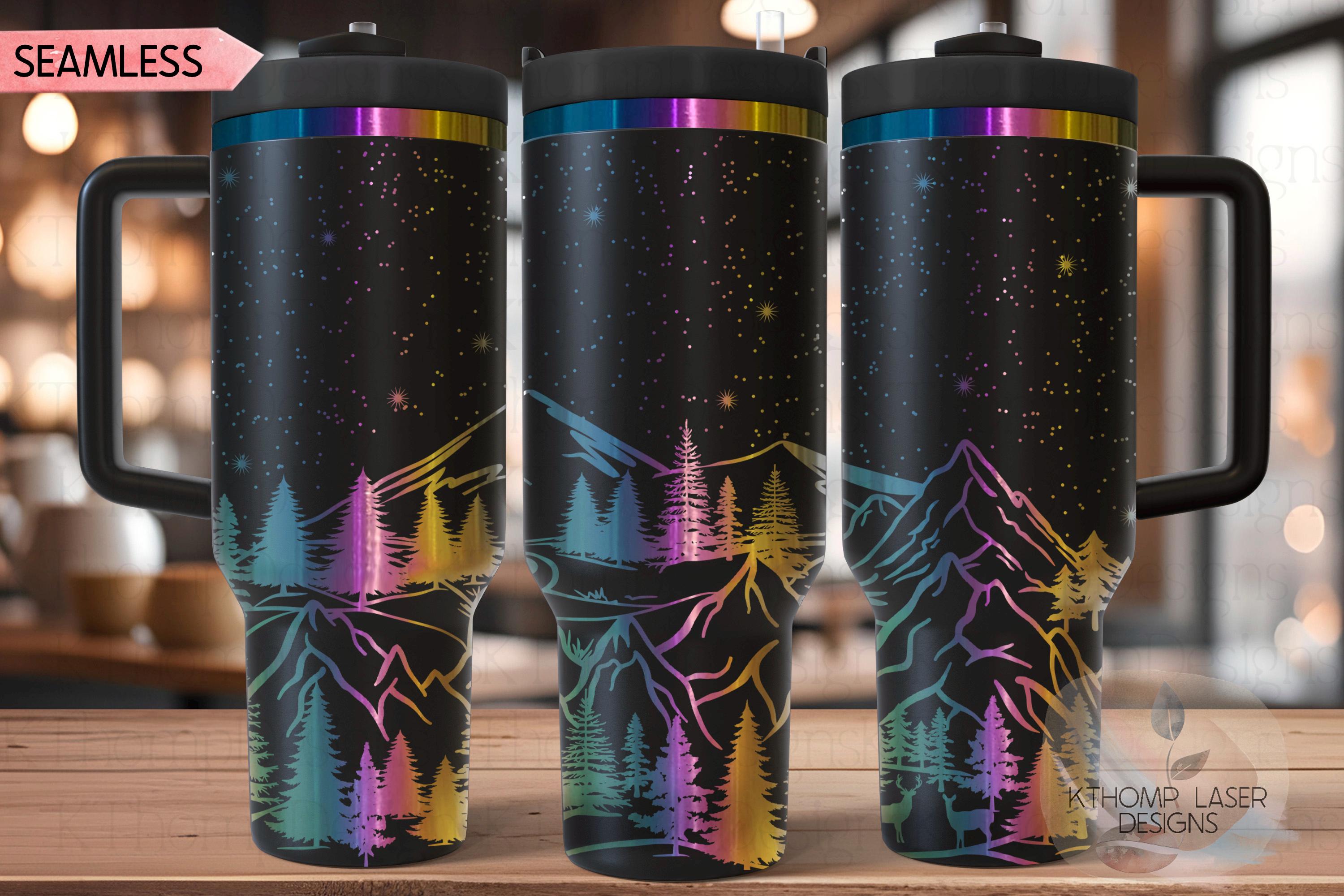 Mountain Scene Tumbler Wrap SVG | 40oz Laser Engraving File | Rotary Ready Digital Design | Exotic Animal SVG