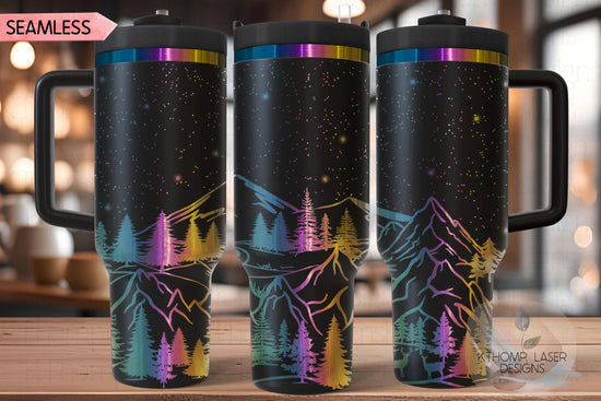 Mountain Scene Tumbler Wrap SVG | 40oz Laser Engraving File | Rotary Ready Digital Design | Exotic Animal SVG