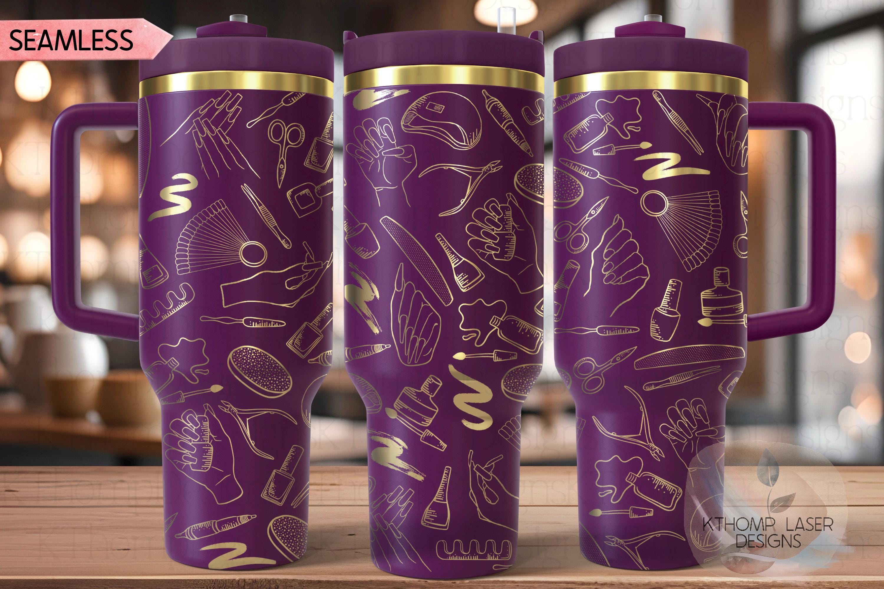 Nail Tech Tumbler Wrap SVG | 40oz Laser Engraving File | Rotary Ready Digital Design | Career Gift SVG