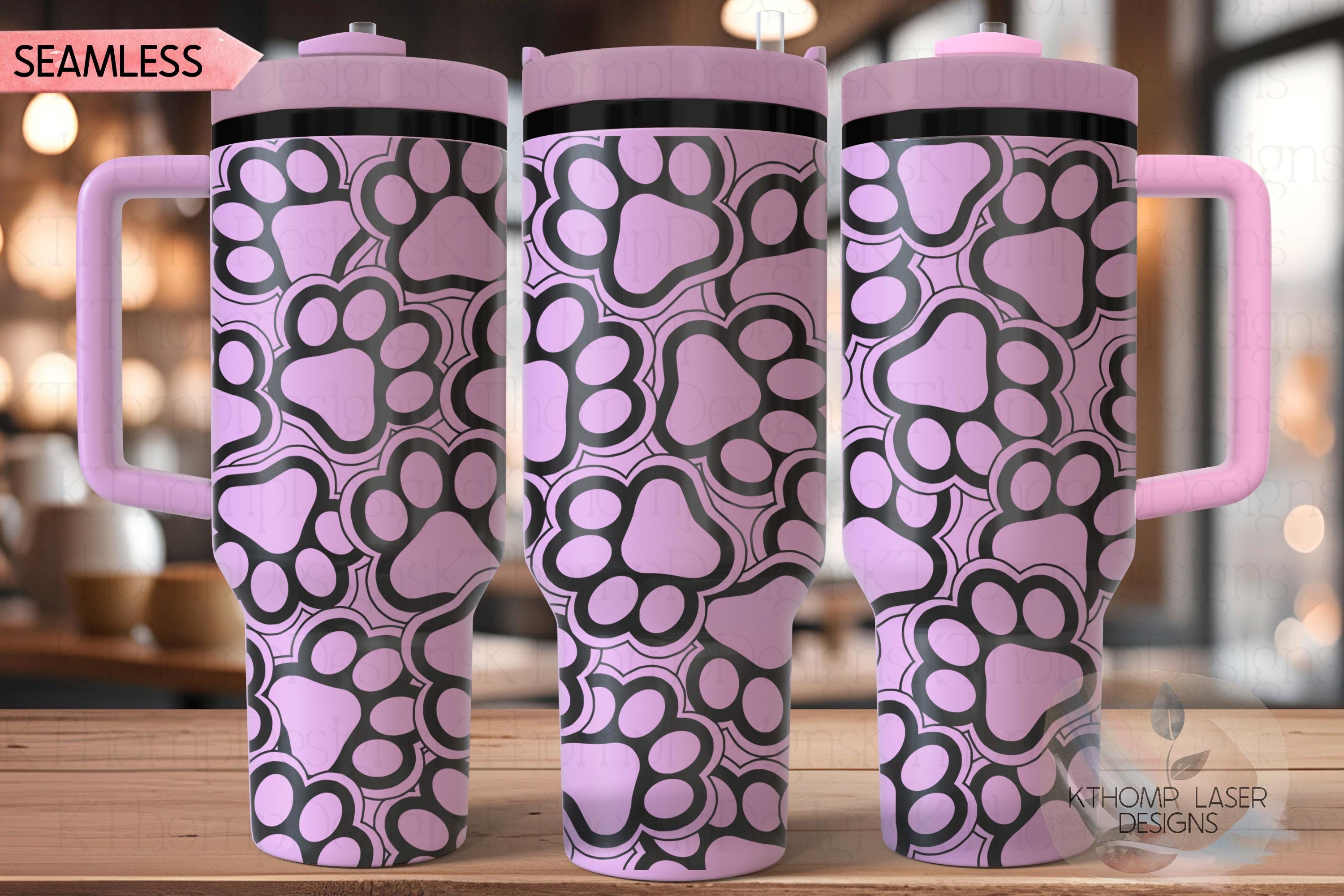 Paw Print Burst Tumbler Wrap SVG | 40oz Laser Engraving File | Rotary Ready Digital Design | Pet Lover Gift
