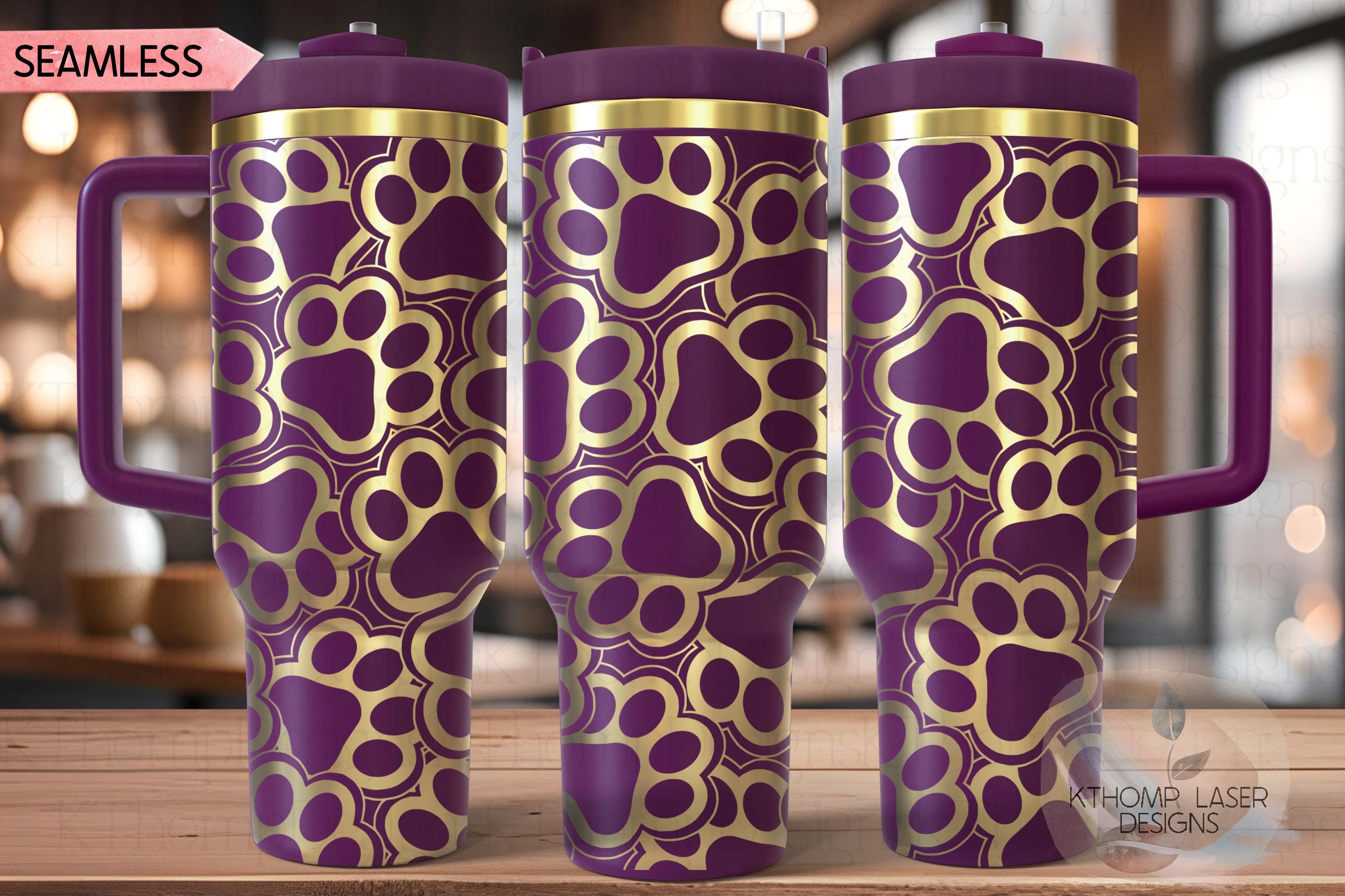 Paw Print Burst Tumbler Wrap SVG | 40oz Laser Engraving File | Rotary Ready Digital Design | Pet Lover Gift