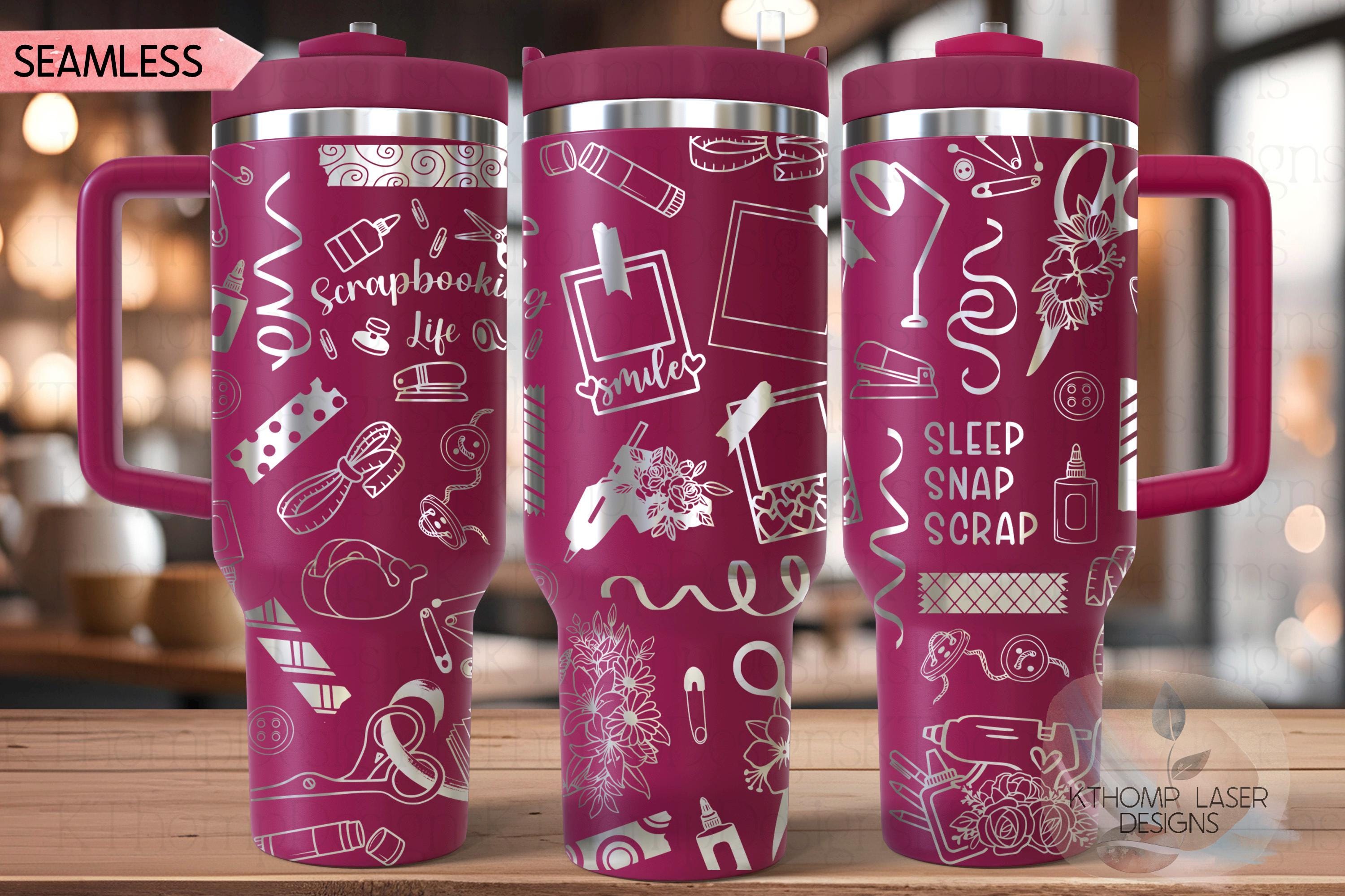 Scrapbooking Scrapbooker Tumbler Wrap SVG | 40oz Laser Engraving File | Rotary Ready Digital Design | Hobby Travel SVG