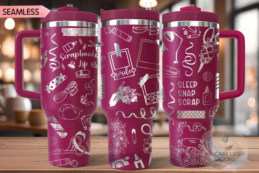 Scrapbooking Scrapbooker Tumbler Wrap SVG | 40oz Laser Engraving File | Rotary Ready Digital Design | Hobby Travel SVG