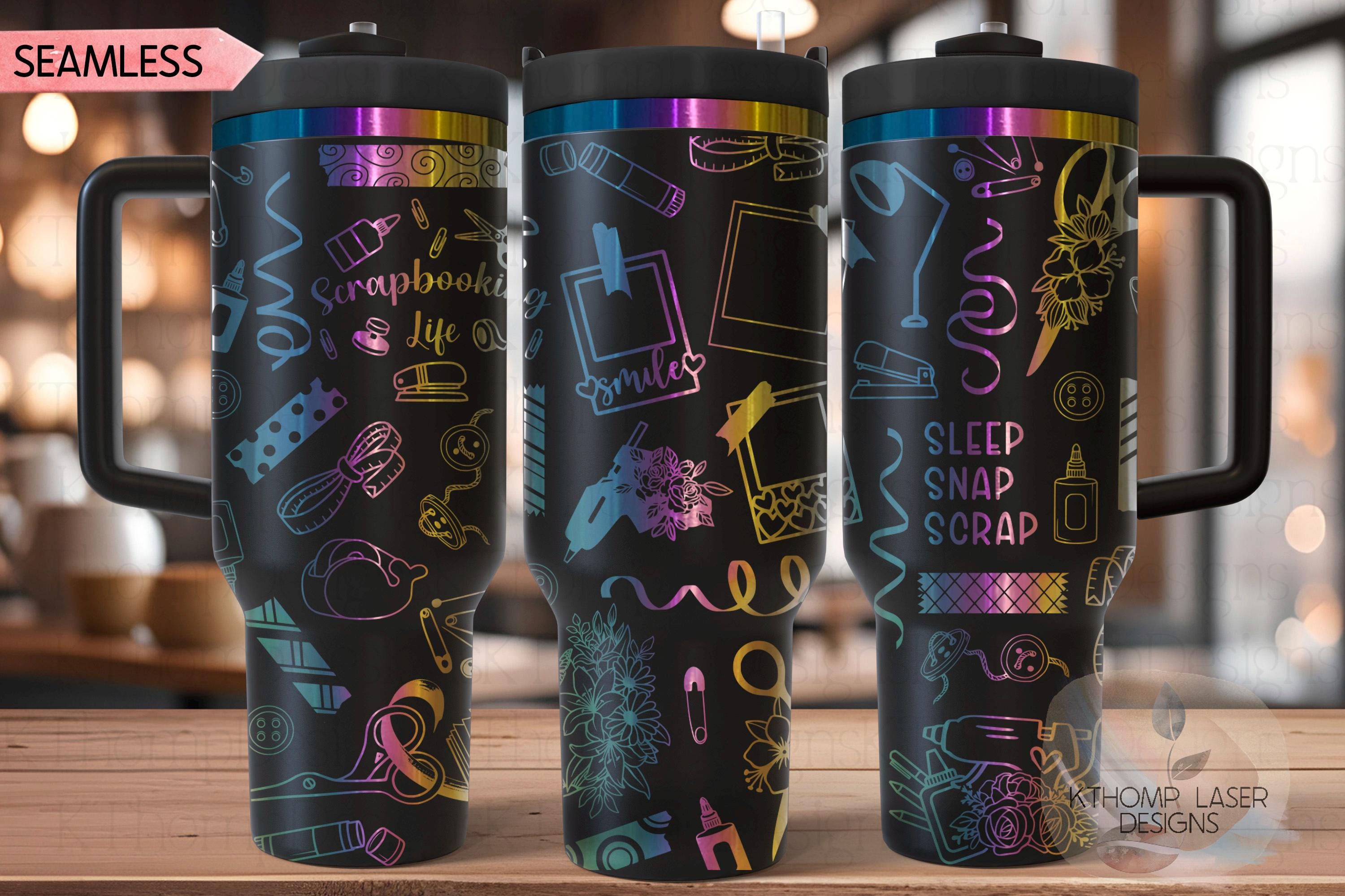 Scrapbooking Scrapbooker Tumbler Wrap SVG | 40oz Laser Engraving File | Rotary Ready Digital Design | Hobby Travel SVG