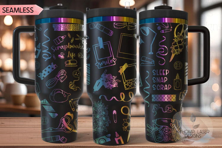 Scrapbooking Scrapbooker Tumbler Wrap SVG | 40oz Laser Engraving File | Rotary Ready Digital Design | Hobby Travel SVG