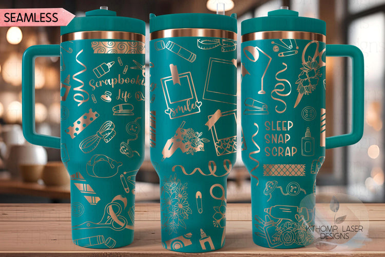 Scrapbooking Scrapbooker Tumbler Wrap SVG | 40oz Laser Engraving File | Rotary Ready Digital Design | Hobby Travel SVG