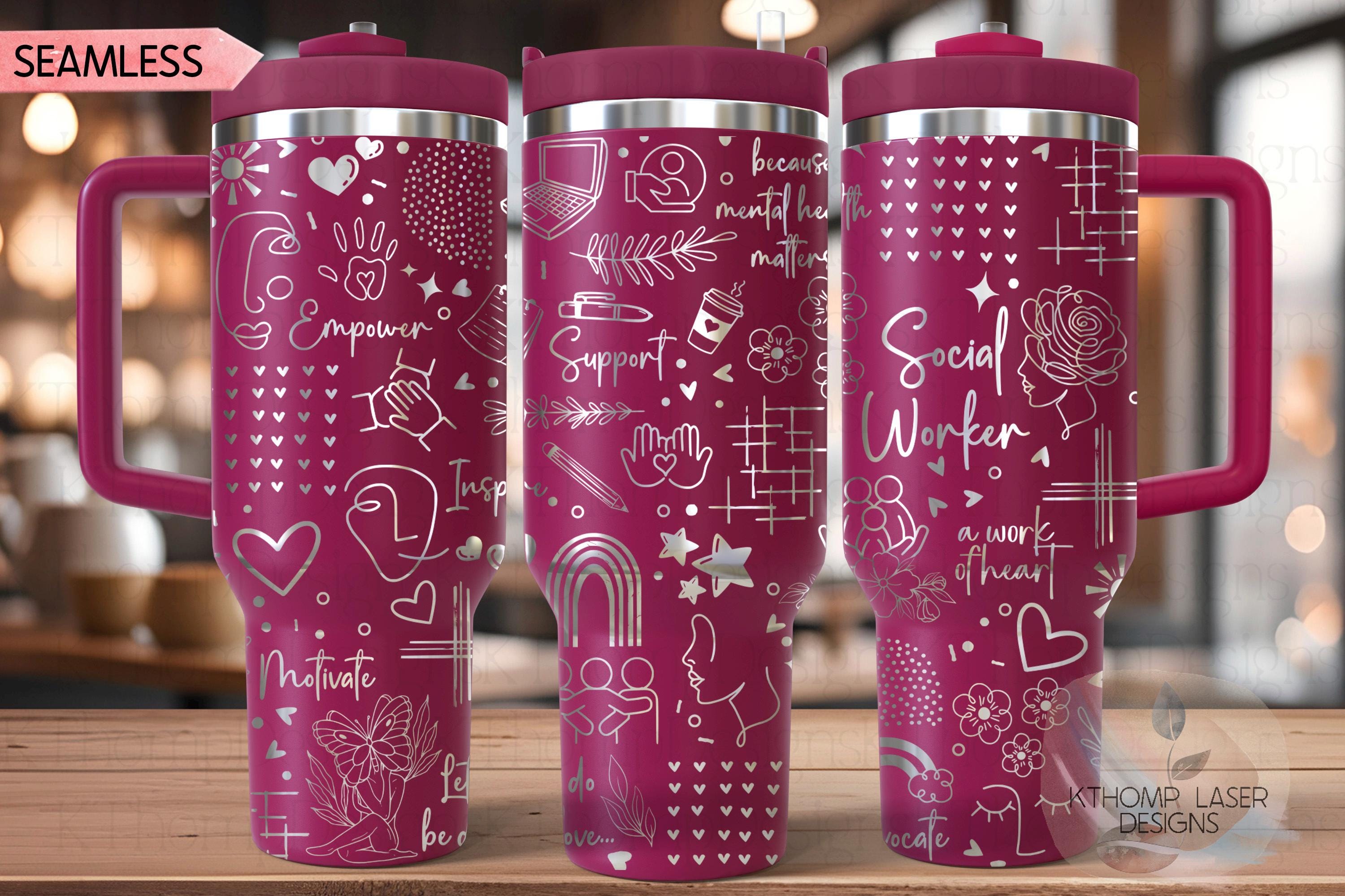 Social Worker Mental Health Tumbler Wrap SVG | 40oz Laser Engraving File | Rotary Ready Digital Design | Career Gift SVG