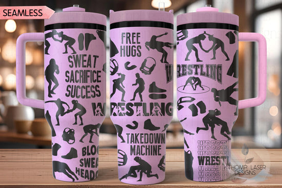 Wrestling Female Tumbler Wrap SVG | 40oz Laser Engraving File | Rotary Ready Digital Design | Sports Fan SVG