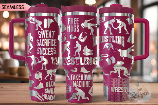 Wrestling Female Tumbler Wrap SVG | 40oz Laser Engraving File | Rotary Ready Digital Design | Sports Fan SVG