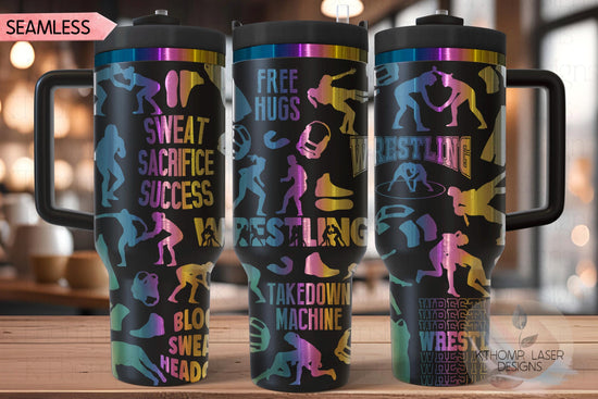 Wrestling Female Tumbler Wrap SVG | 40oz Laser Engraving File | Rotary Ready Digital Design | Sports Fan SVG