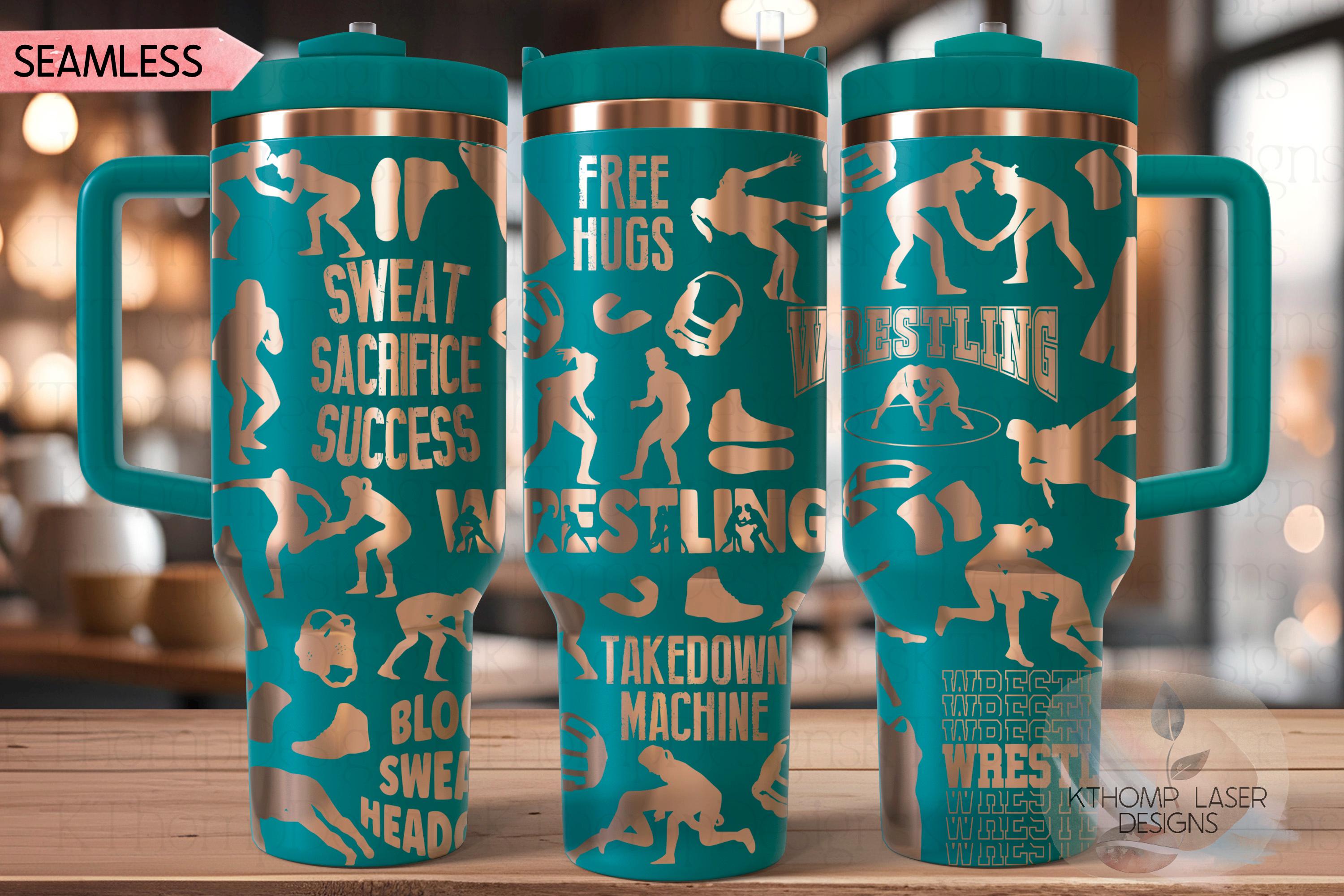 Wrestling Female Tumbler Wrap SVG | 40oz Laser Engraving File | Rotary Ready Digital Design | Sports Fan SVG