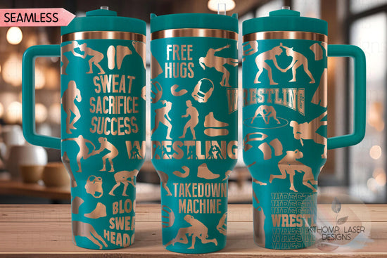 Wrestling Female Tumbler Wrap SVG | 40oz Laser Engraving File | Rotary Ready Digital Design | Sports Fan SVG