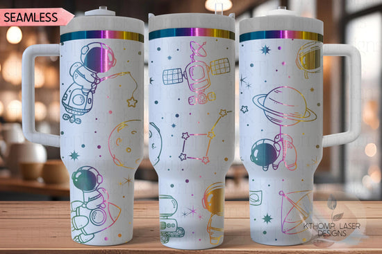 Astronauts Outer Space Galaxy Tumbler Wrap SVG | 40oz Laser Engraving File | Rotary Ready Digital Design | Career Gift SVG