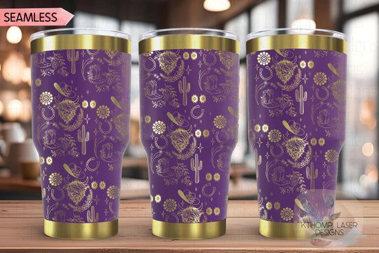 Highland Cow Western Tumbler Wrap SVG | 20oz and 30oz Laser Engraving File | Rotary Ready Digital Design | Western Farm SVG