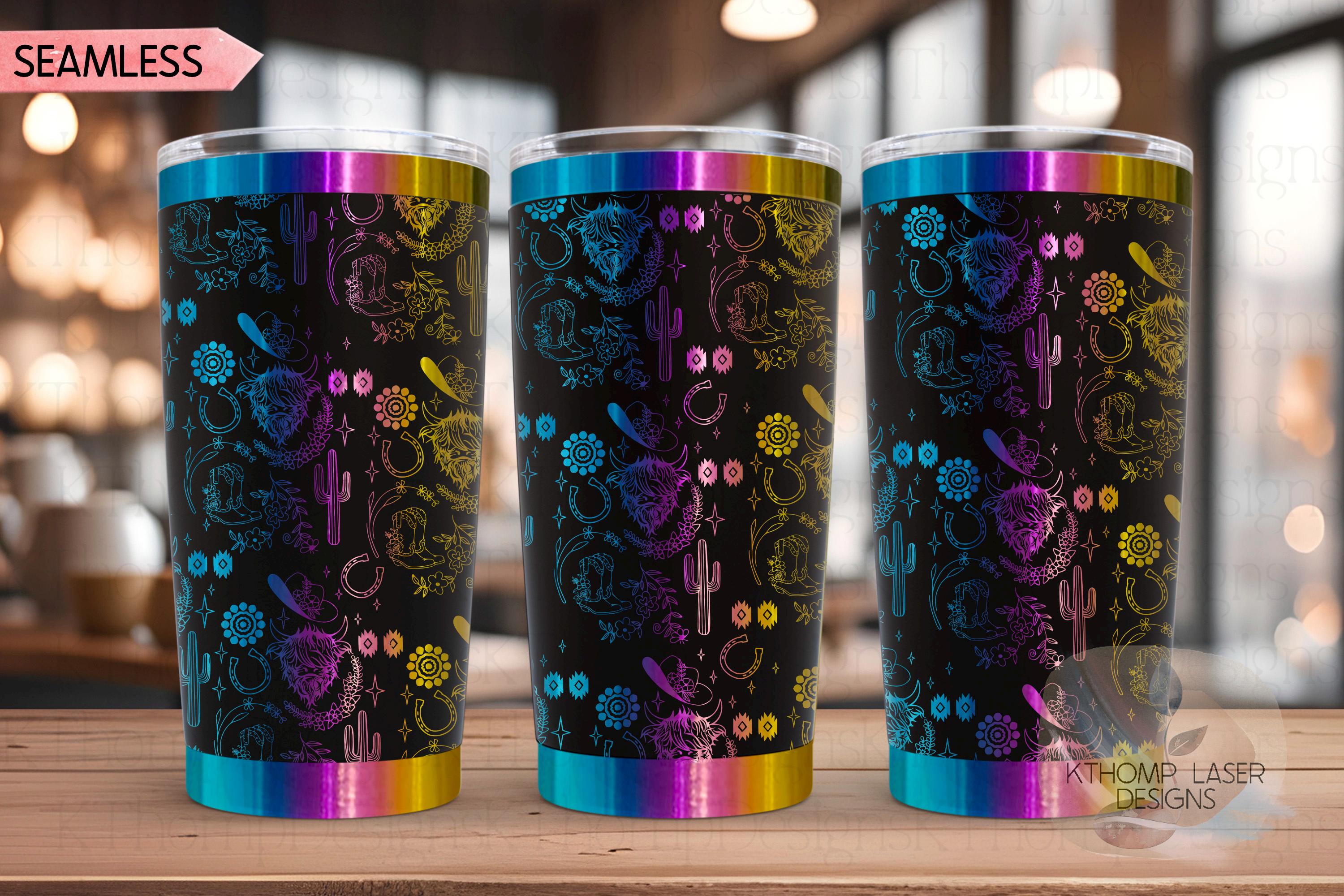 Highland Cow Western Tumbler Wrap SVG | 20oz and 30oz Laser Engraving File | Rotary Ready Digital Design | Western Farm SVG