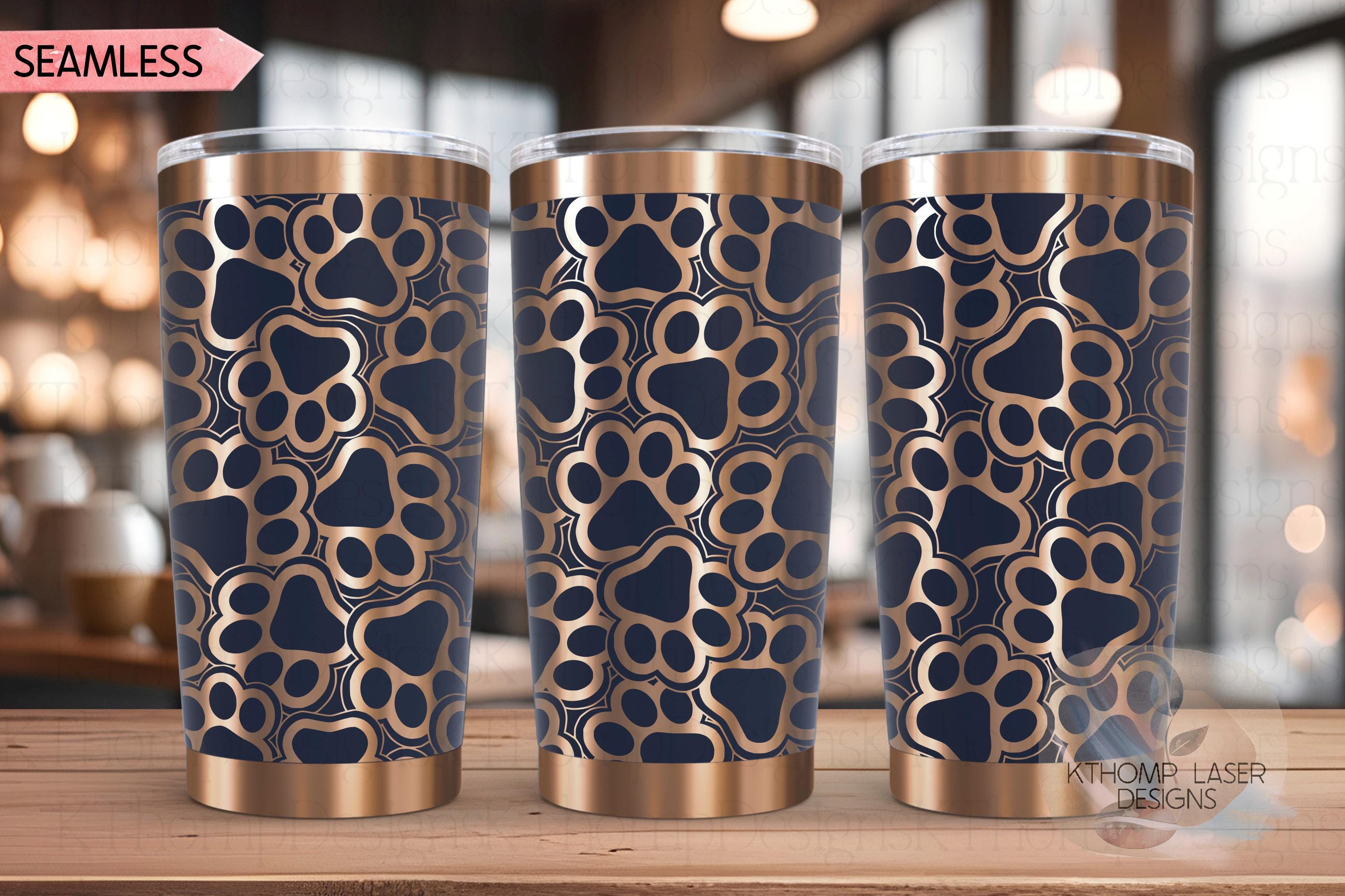 Paw Print Burst Tumbler Wrap SVG | 20oz and 30ozLaser Engraving File | Rotary Ready Digital Design | Pet Lover Gift