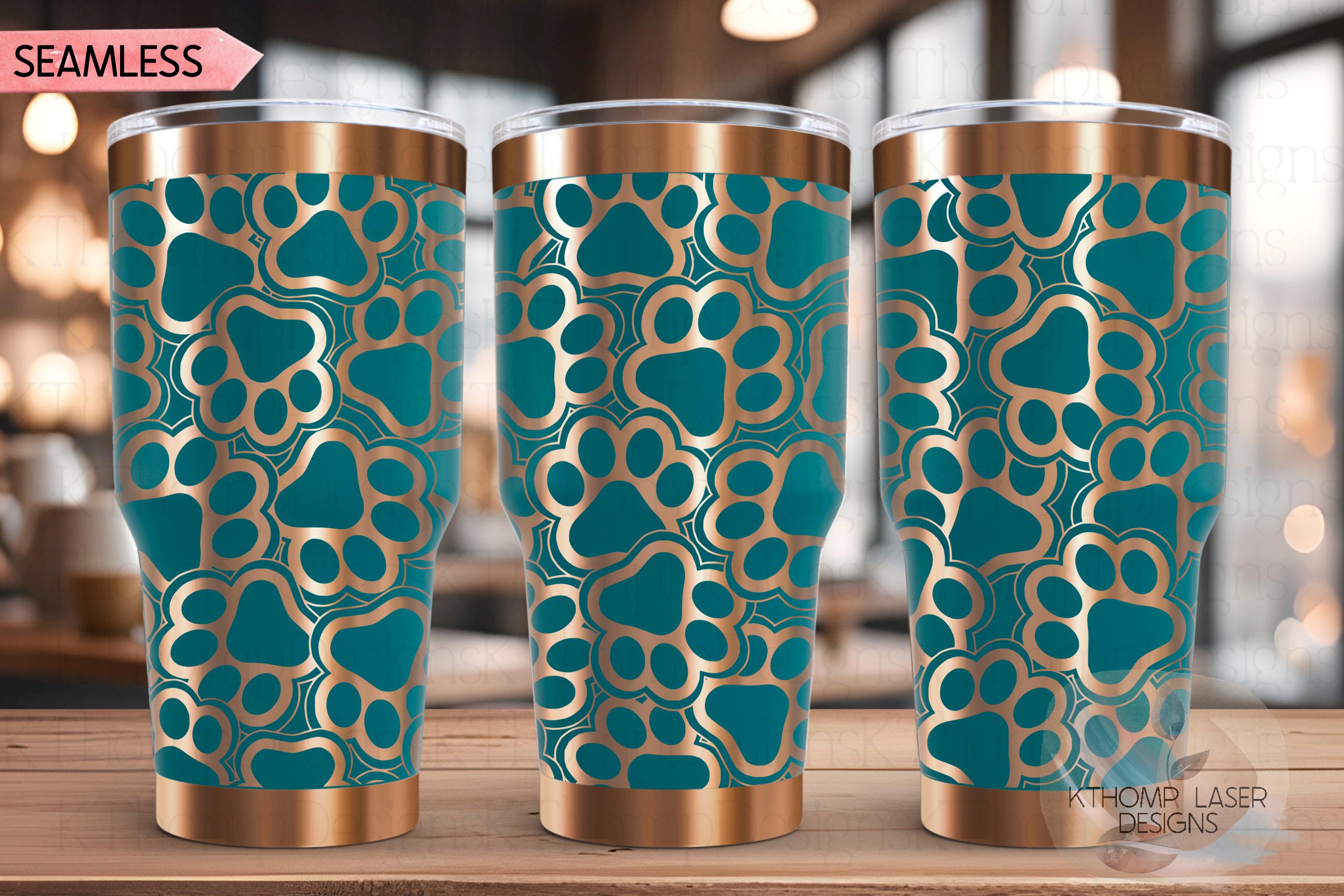 Paw Print Burst Tumbler Wrap SVG | 20oz and 30ozLaser Engraving File | Rotary Ready Digital Design | Pet Lover Gift