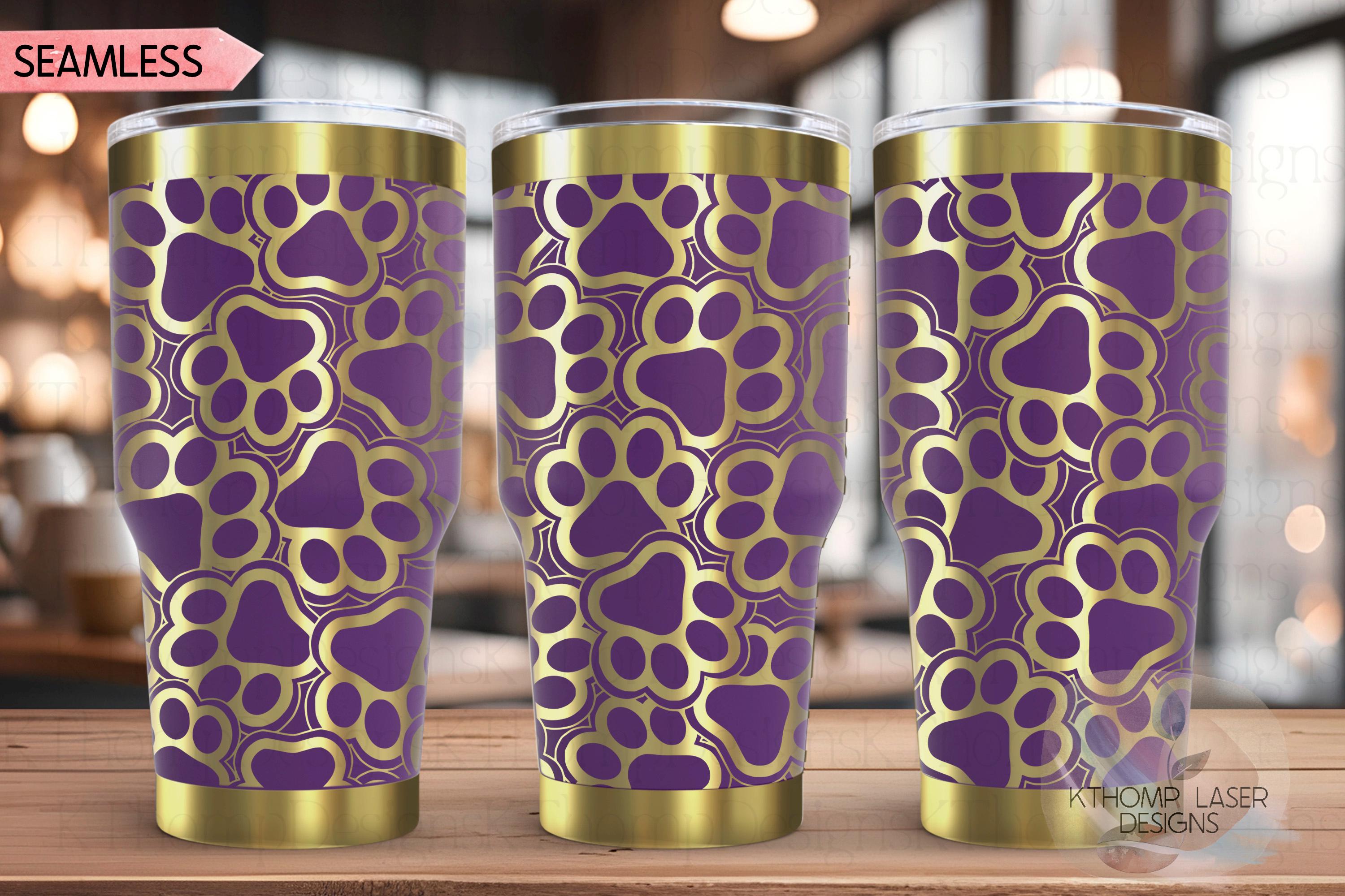 Paw Print Burst Tumbler Wrap SVG | 20oz and 30ozLaser Engraving File | Rotary Ready Digital Design | Pet Lover Gift