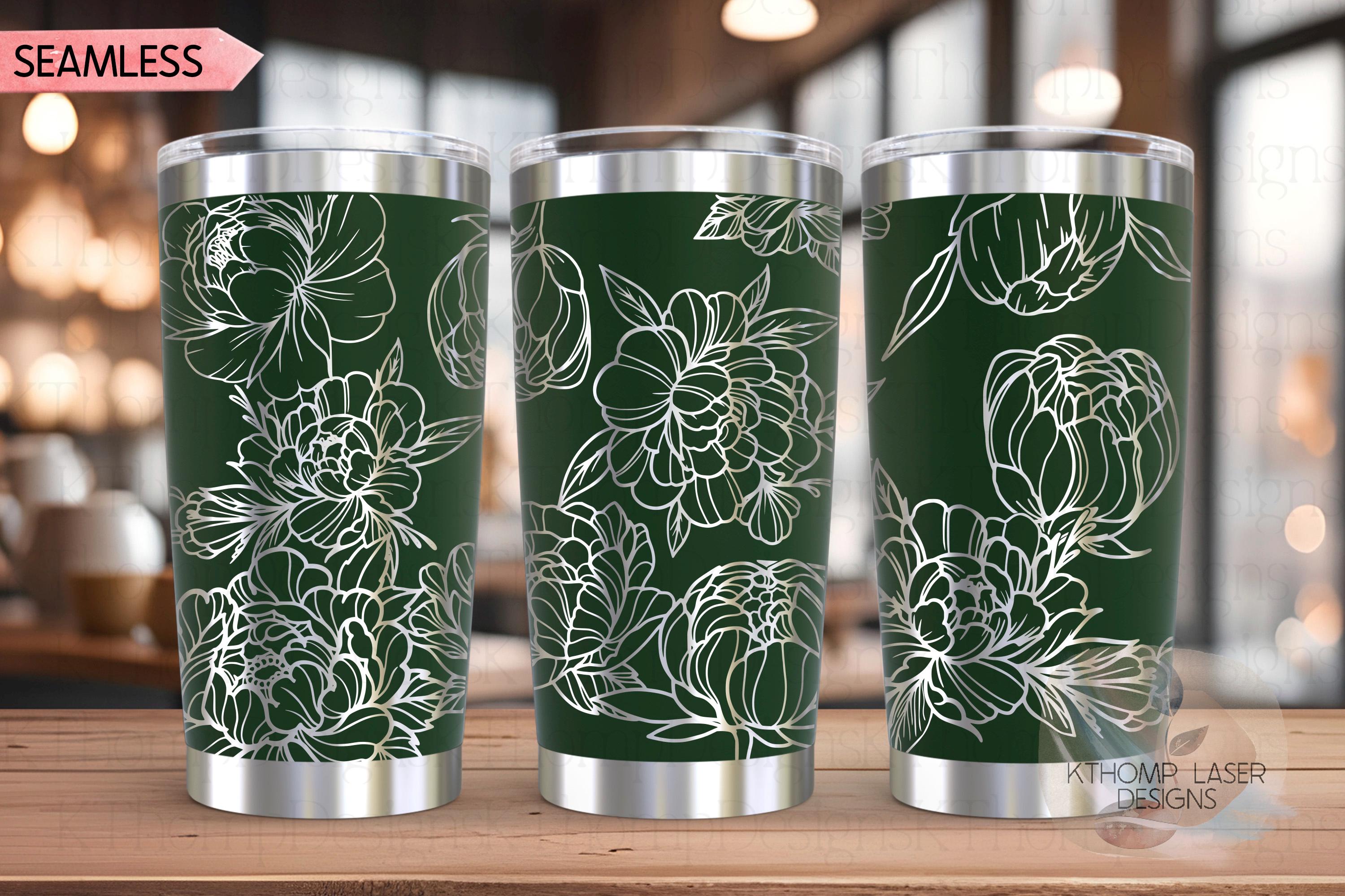 Peony Tumbler Wrap SVG | 20oz and 30oz Laser Engraving File | Rotary Engrave Digital Design | Floral SVG Design