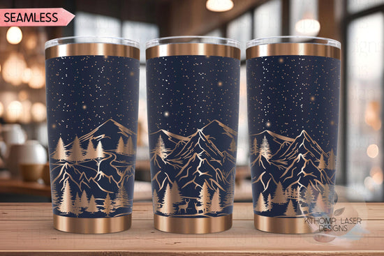 Mountain Scene Tumbler Wrap SVG | 20oz and 30oz Laser Engraving File | Rotary Ready Digital Design | Outdoor Nature SVG