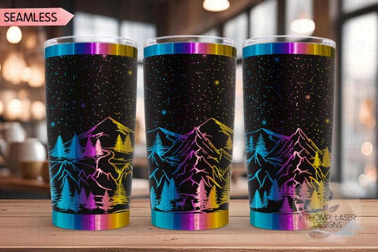 Mountain Scene Tumbler Wrap SVG | 20oz and 30oz Laser Engraving File | Rotary Ready Digital Design | Outdoor Nature SVG