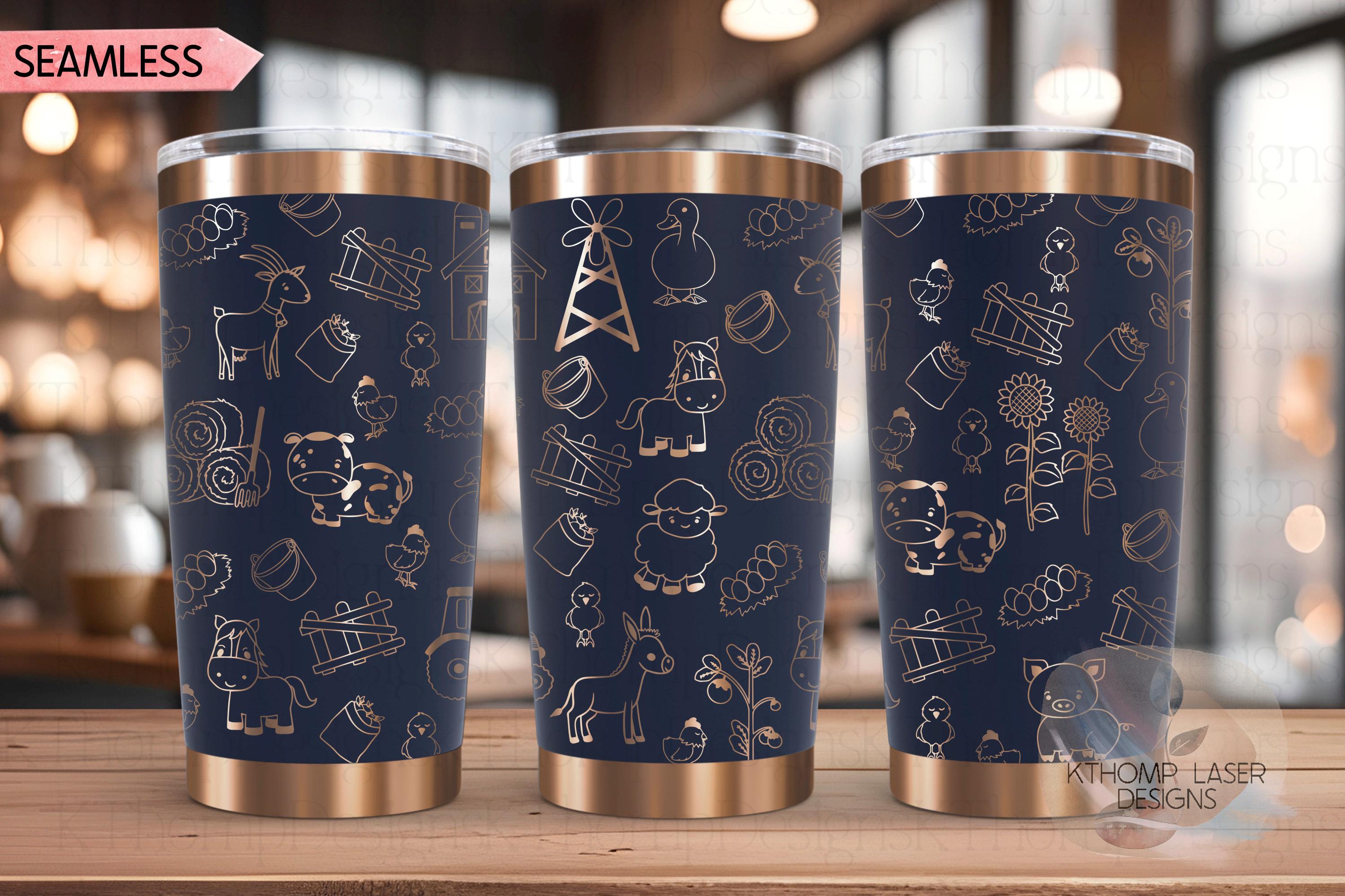 Farm Doodles Tumbler Wrap SVG | 20oz and 30oz Laser Engraving File | Rotary Ready Digital Design | Western Farm SVG