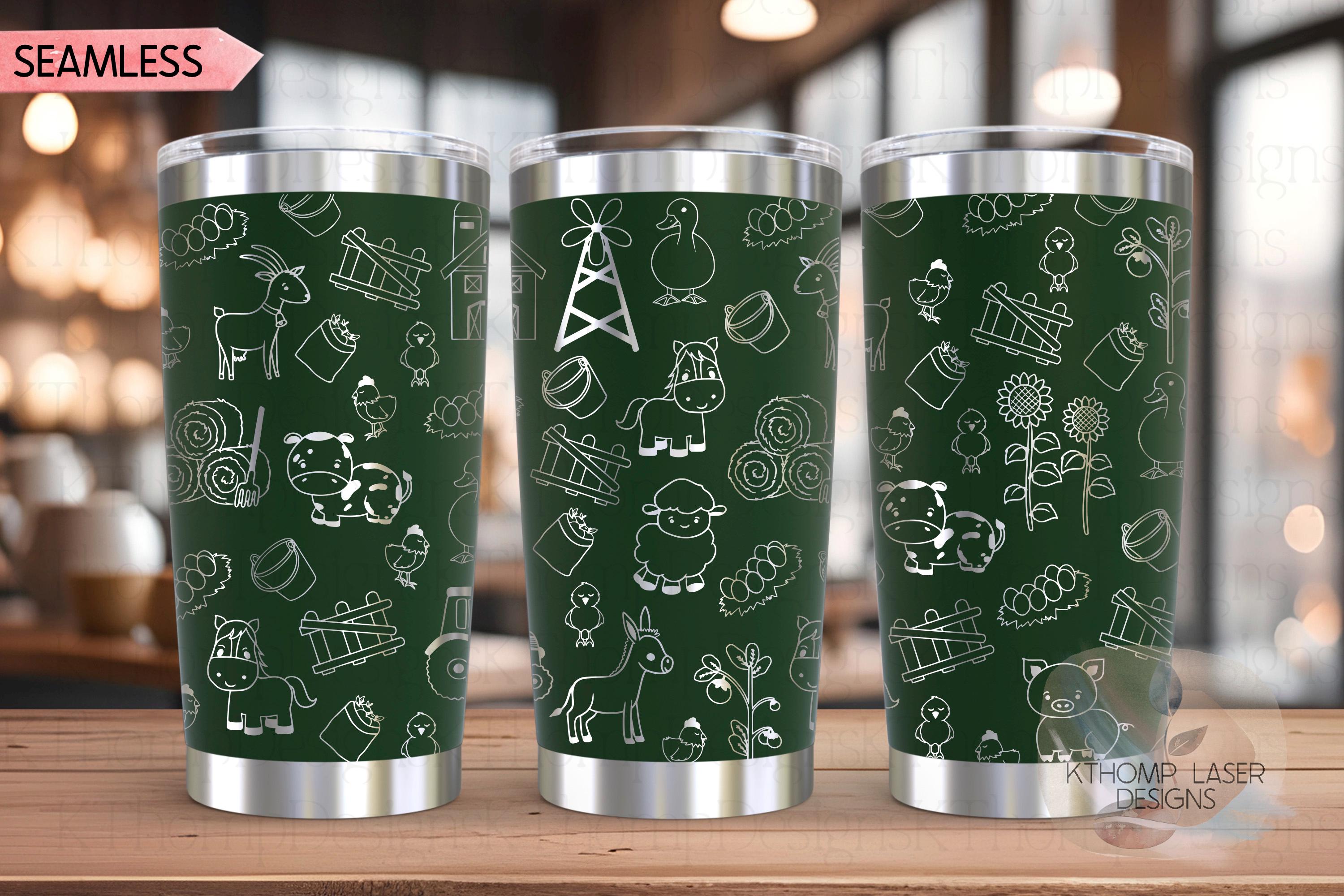 Farm Doodles Tumbler Wrap SVG | 20oz and 30oz Laser Engraving File | Rotary Ready Digital Design | Western Farm SVG