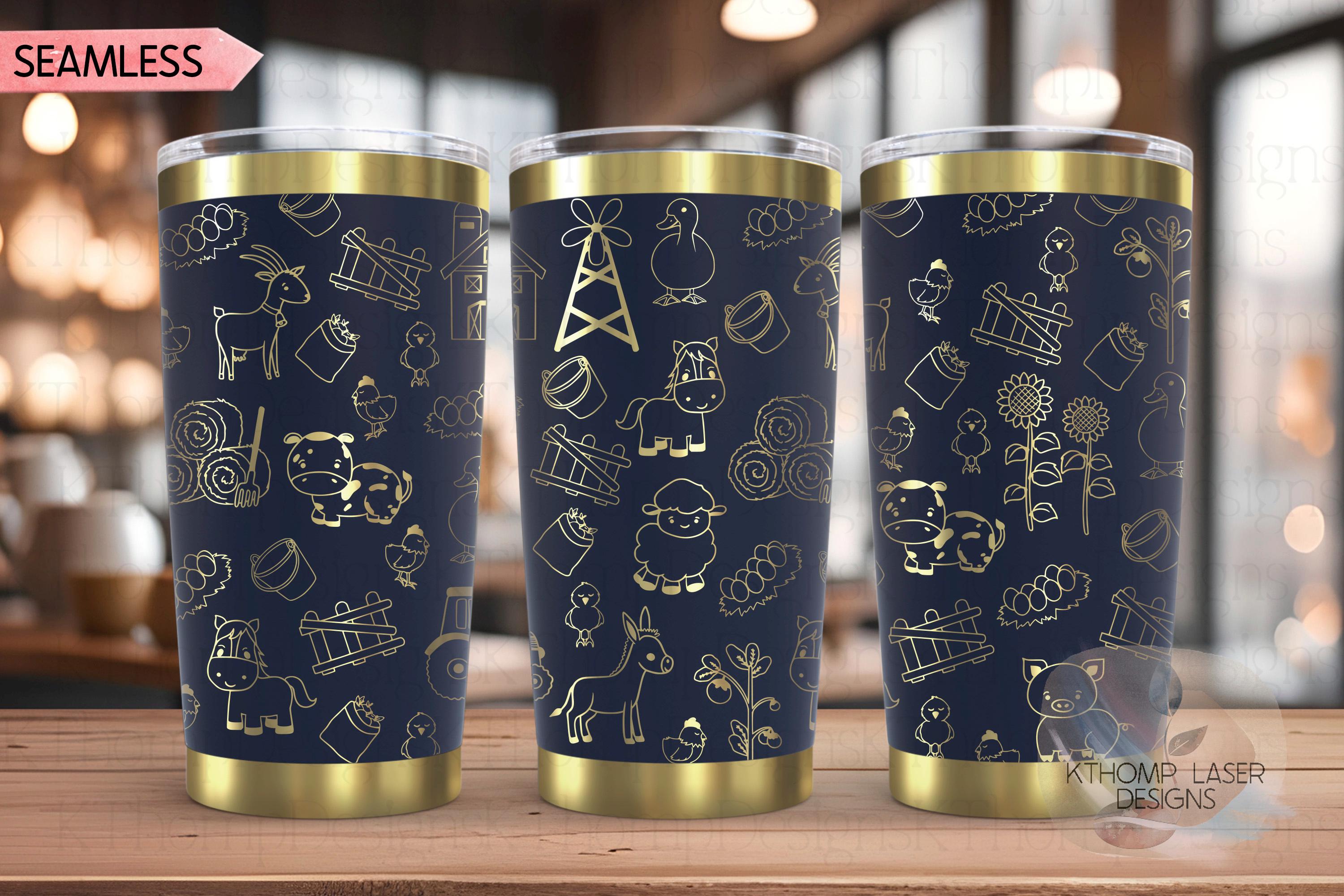 Farm Doodles Tumbler Wrap SVG | 20oz and 30oz Laser Engraving File | Rotary Ready Digital Design | Western Farm SVG