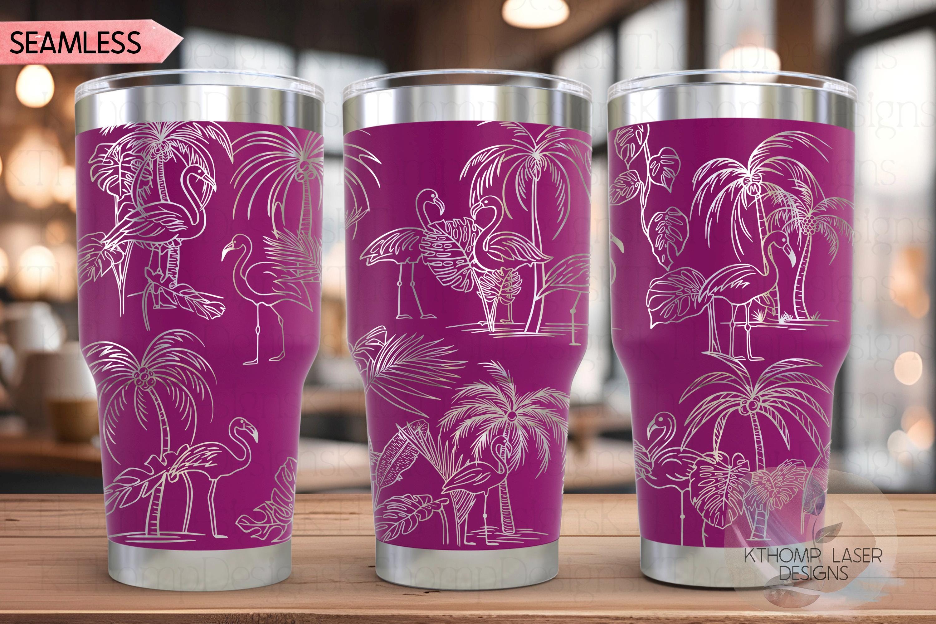 Flamingos Tumbler Wrap SVG | 20oz and 30oz Laser Engraving File | Rotary Ready Digital Design | Ocean Nautical SVG