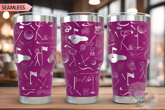 Golf Doodles Tumbler Wrap SVG | 20oz and 30oz Laser Engraving File | Rotary Ready Digital Design | Sports Fan SVG