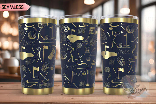 Golf Doodles Tumbler Wrap SVG | 20oz and 30oz Laser Engraving File | Rotary Ready Digital Design | Sports Fan SVG