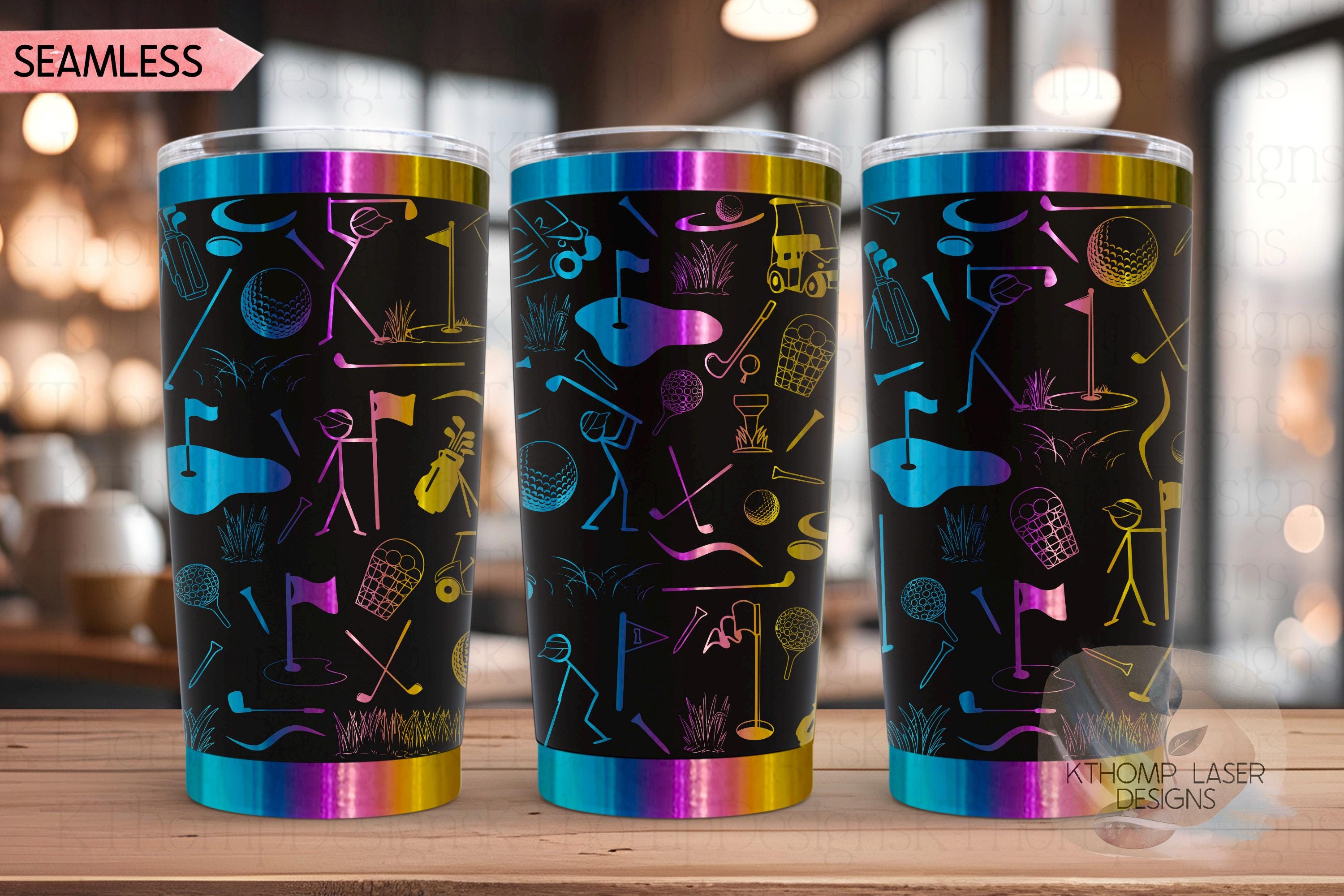 Golf Doodles Tumbler Wrap SVG | 20oz and 30oz Laser Engraving File | Rotary Ready Digital Design | Sports Fan SVG