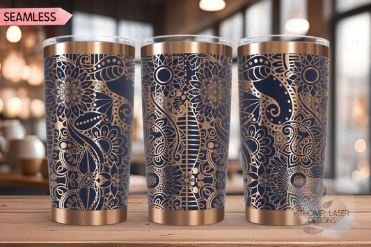 Henna Doodles Tumbler Wrap SVG | 20oz and 30oz Laser Engraving File | Rotary Ready Digital Design | Zodiac Boho SVG