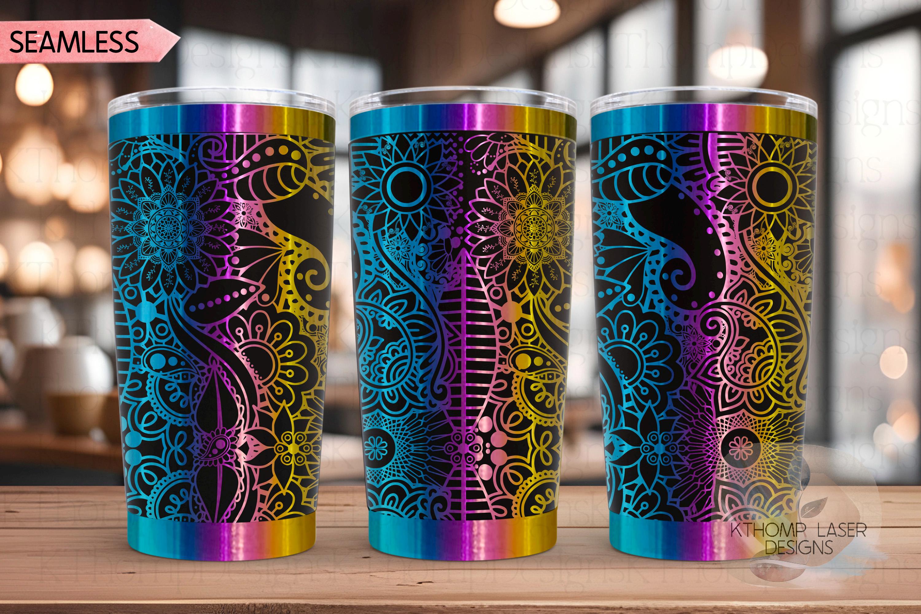 Henna Doodles Tumbler Wrap SVG | 20oz and 30oz Laser Engraving File | Rotary Ready Digital Design | Zodiac Boho SVG
