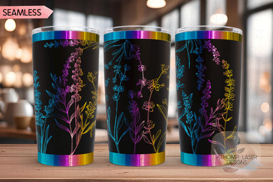 Lavender Tumbler Wrap SVG | 20oz and 30oz Laser Engraving File | Rotary Engrave Digital Design | Floral SVG Design