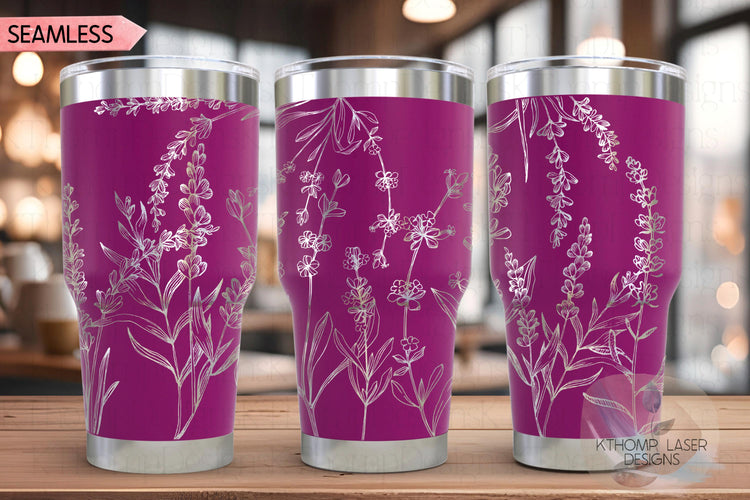 Lavender Tumbler Wrap SVG | 20oz and 30oz Laser Engraving File | Rotary Engrave Digital Design | Floral SVG Design