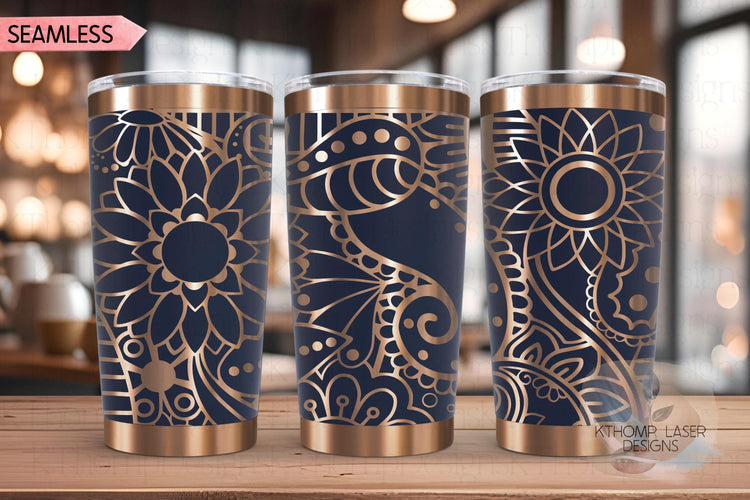 Paisley Doodles Pattern Tumbler Wrap SVG | 20oz and 30oz Laser Engraving File | Rotary Ready Digital Background SVG