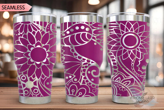 Paisley Doodles Pattern Tumbler Wrap SVG | 20oz and 30oz Laser Engraving File | Rotary Ready Digital Background SVG