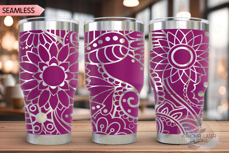 Paisley Doodles Pattern Tumbler Wrap SVG | 20oz and 30oz Laser Engraving File | Rotary Ready Digital Background SVG