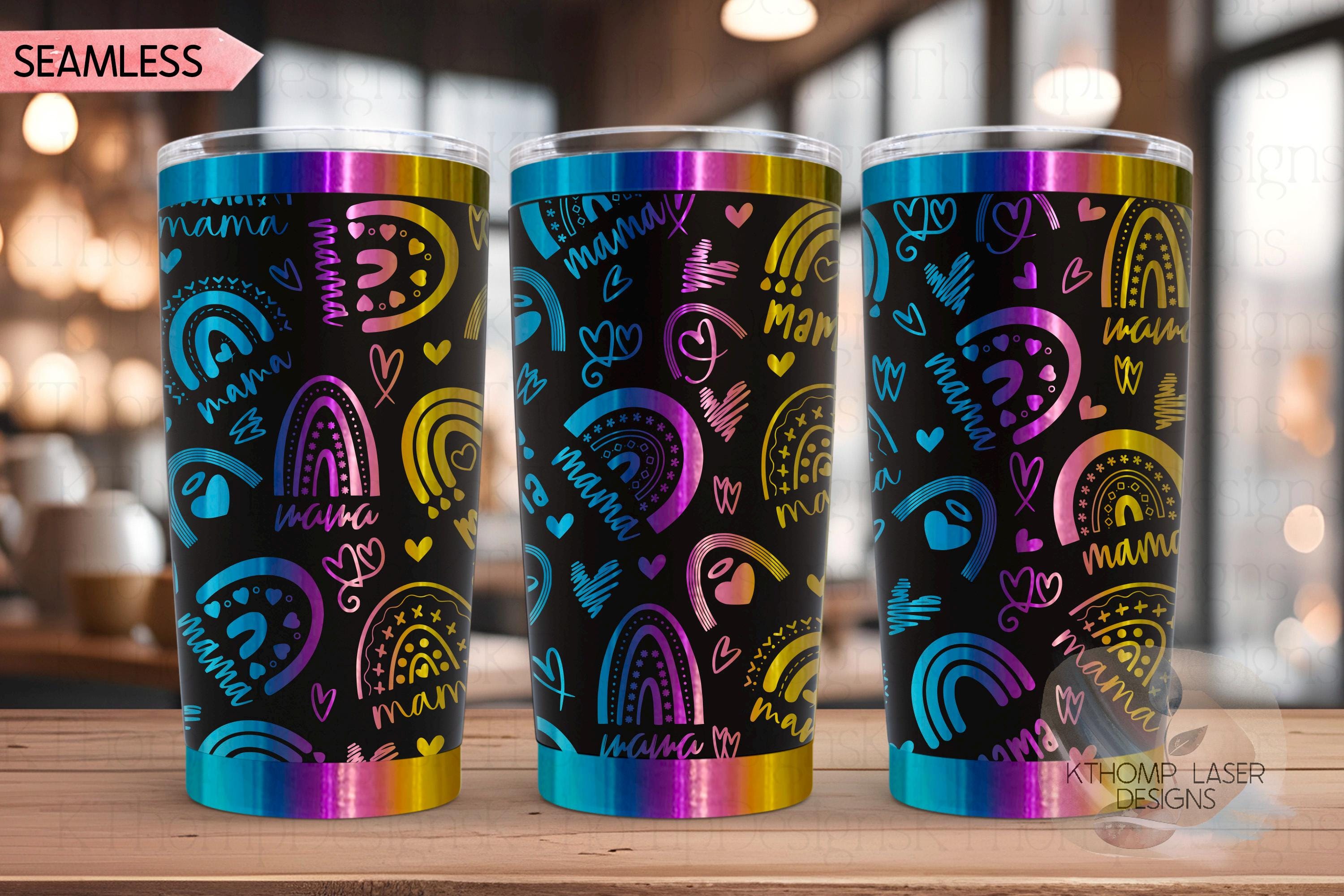 Rainbow Mama Tumbler Wrap SVG | 20oz and 30oz Laser Engraving File | Rotary Ready Digital Design | Support Awareness SVG