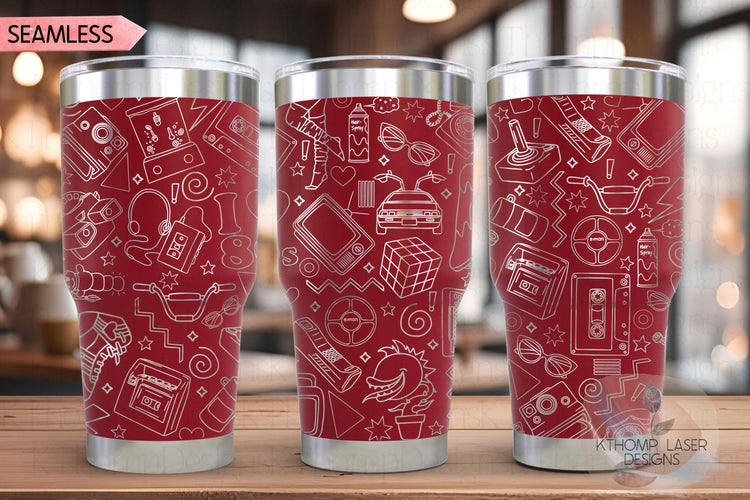 Awesome 80's Vibe Tumbler Wrap SVG | 20oz and 30oz Laser Engraving File | Rotary Ready Digital Design | Decades SVG