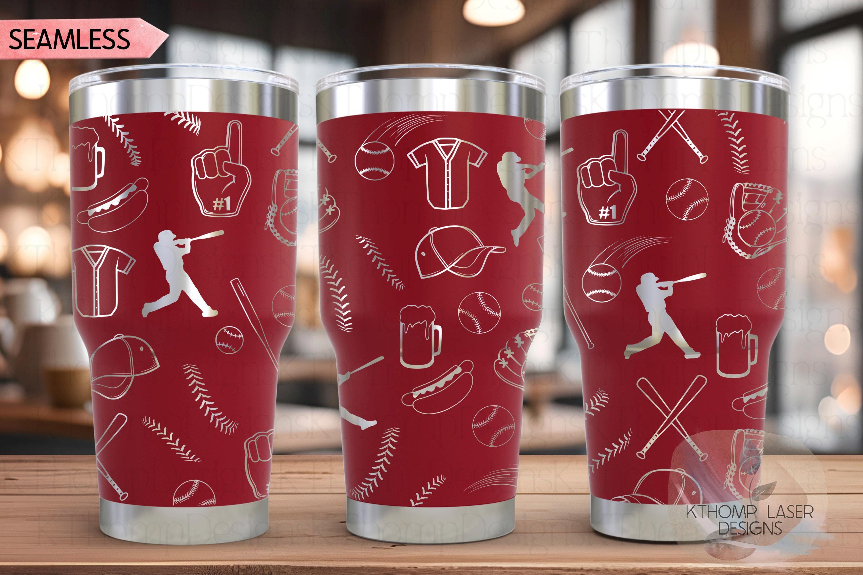 Baseball Doodles Tumbler Wrap SVG | 20oz and 30oz Laser Engraving File | Rotary Ready Digital Design | Sports Fan SVG