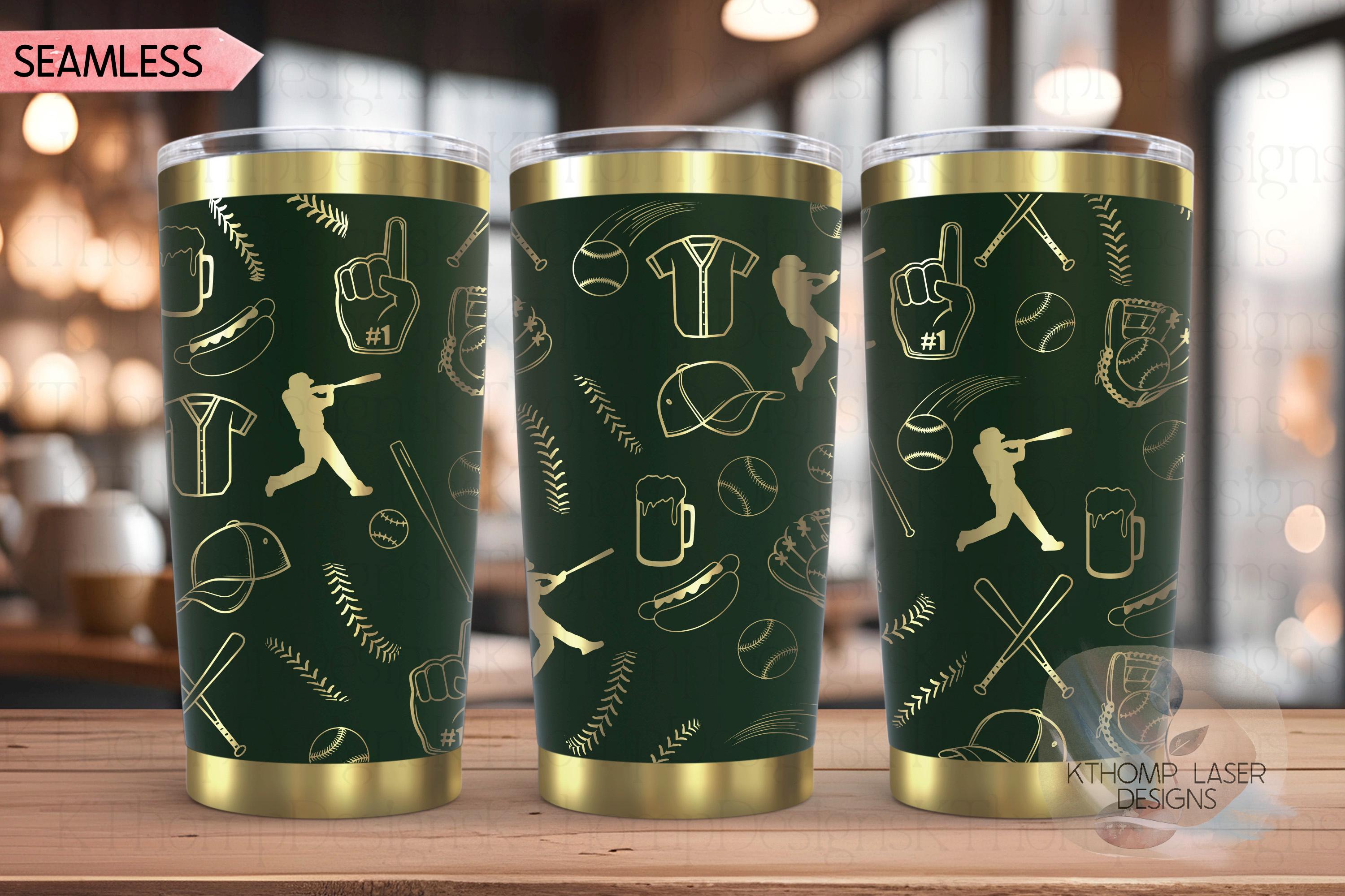 Baseball Doodles Tumbler Wrap SVG | 20oz and 30oz Laser Engraving File | Rotary Ready Digital Design | Sports Fan SVG
