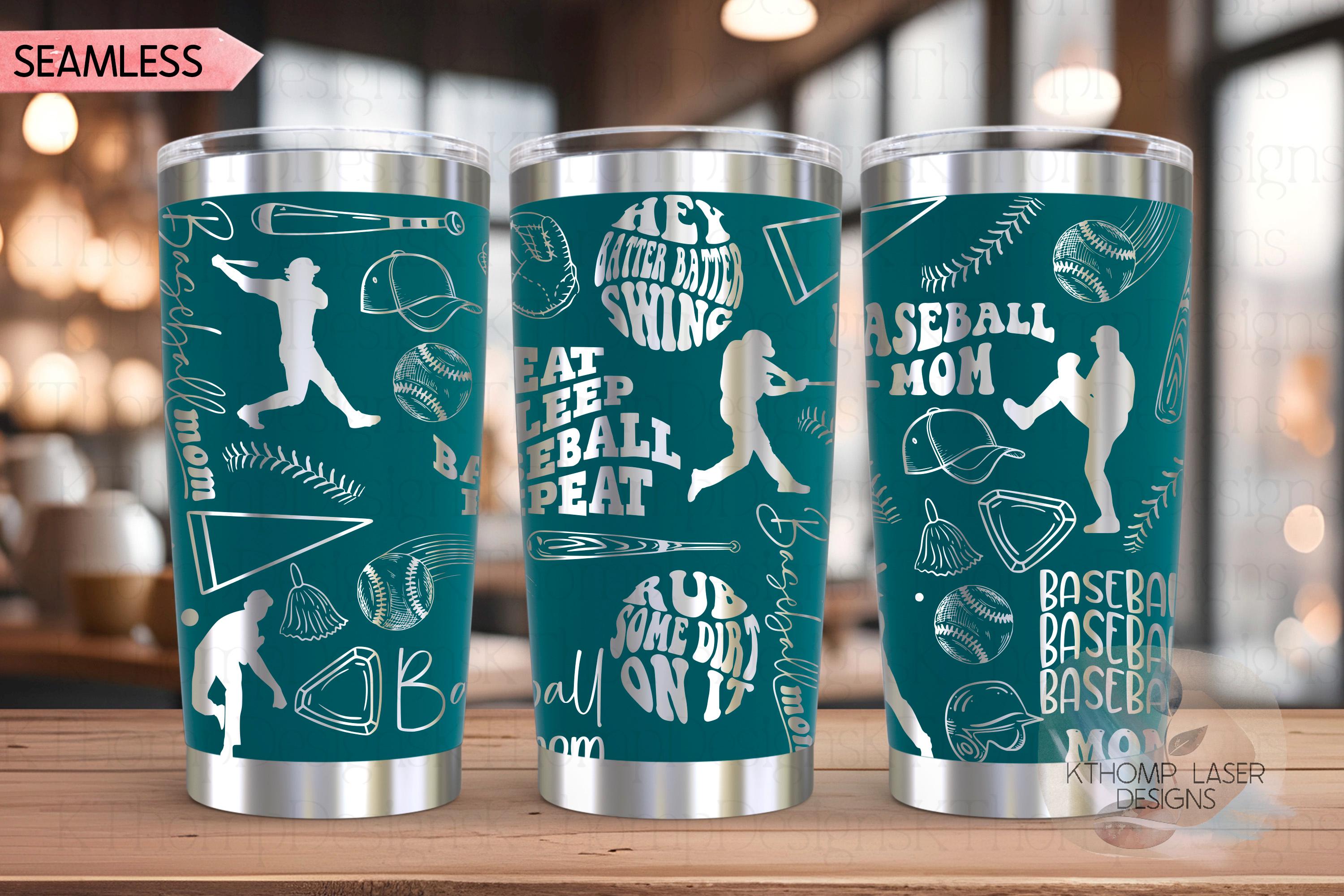 Baseball Mom Tumbler Wrap SVG | 20oz and 30oz Laser Engraving File | Rotary Ready Digital Design | Mom Life SVG