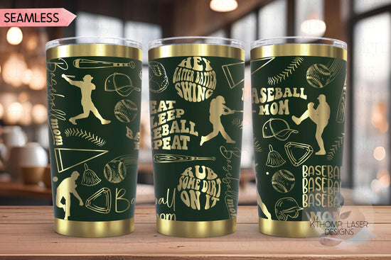 Baseball Mom Tumbler Wrap SVG | 20oz and 30oz Laser Engraving File | Rotary Ready Digital Design | Mom Life SVG