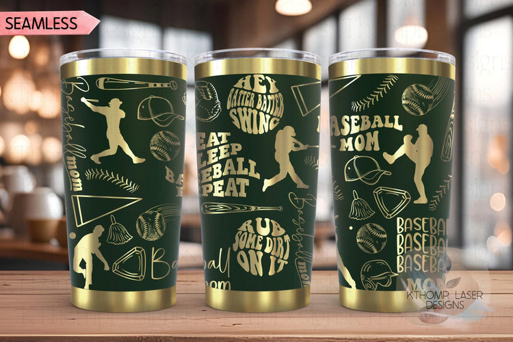 Baseball Mom Tumbler Wrap SVG | 20oz and 30oz Laser Engraving File | Rotary Ready Digital Design | Mom Life SVG