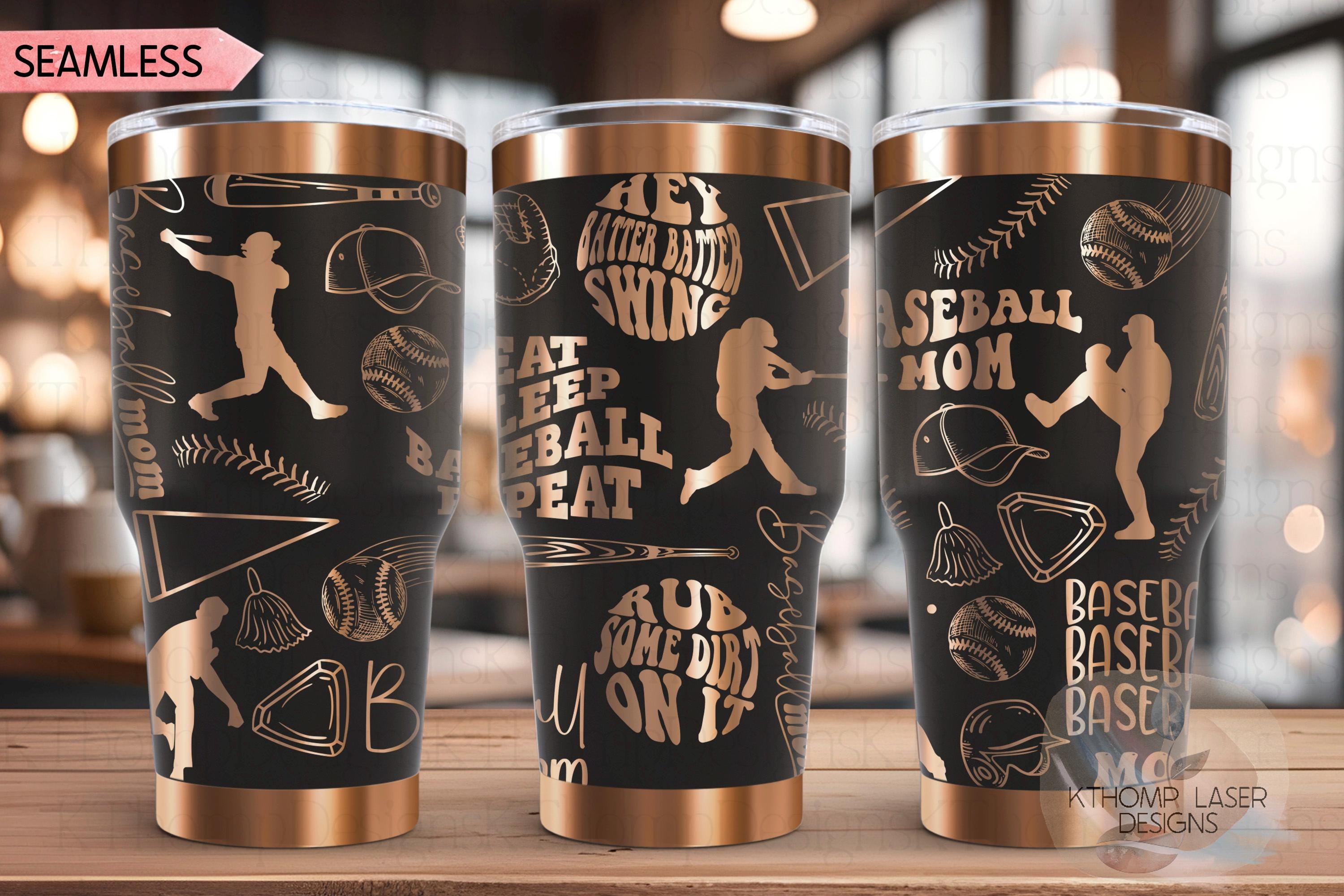 Baseball Mom Tumbler Wrap SVG | 20oz and 30oz Laser Engraving File | Rotary Ready Digital Design | Mom Life SVG