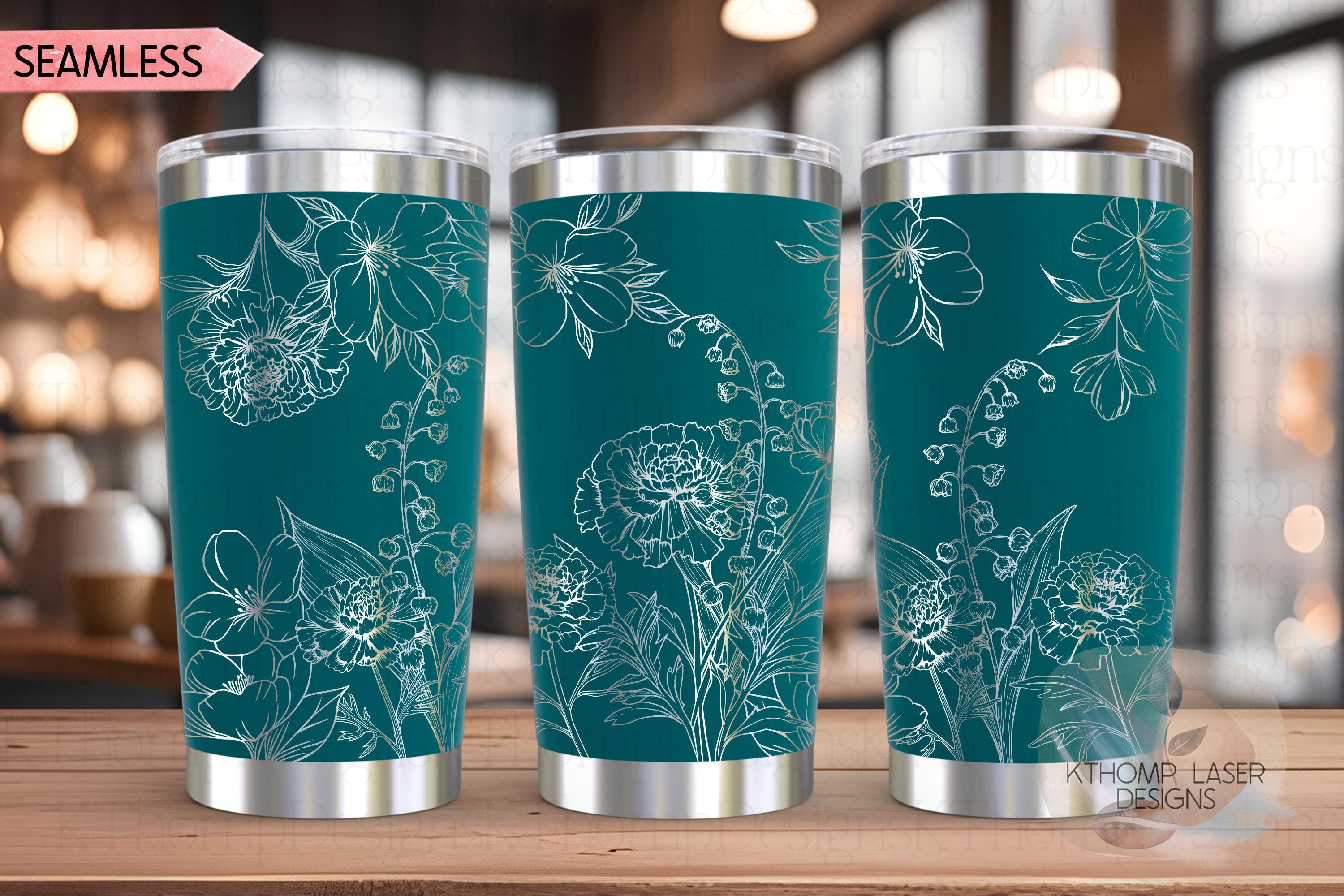 Carnations Lily of the Valley & Violets Tumbler Wrap SVG | 20oz and 30oz Laser Engraving File | Rotary Digital Design | Floral SVG Design